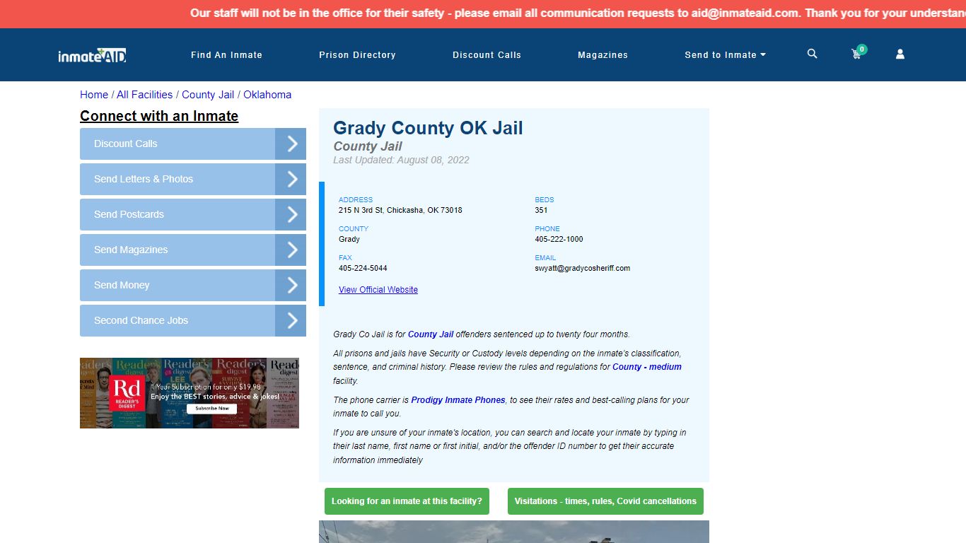 Grady County OK Jail - Inmate Locator - Chickasha, OK